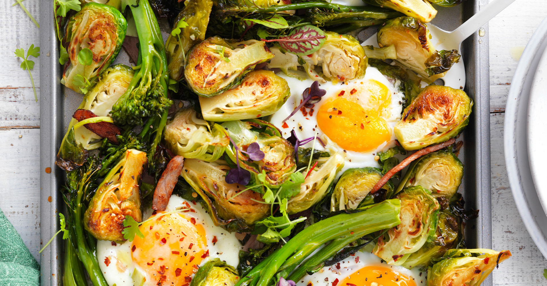 Egg, Bacon and Sprouts Tray Bake Recipe | myfoodbook Egg, Bacon & Sprouts Tray Bake